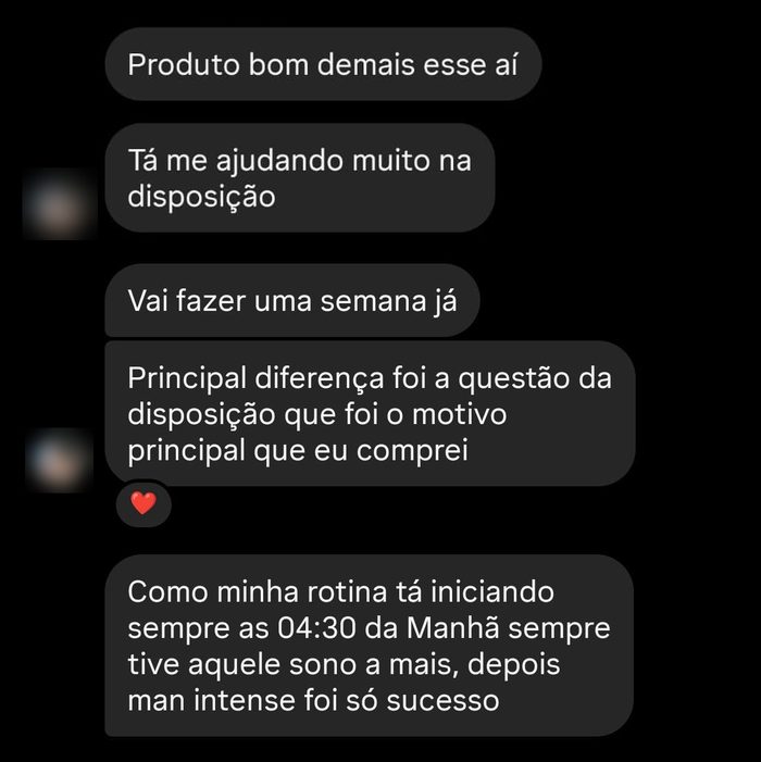 Print da conversa no Instagram com o cliente falando sobre a disposição com o Man Intense Prime